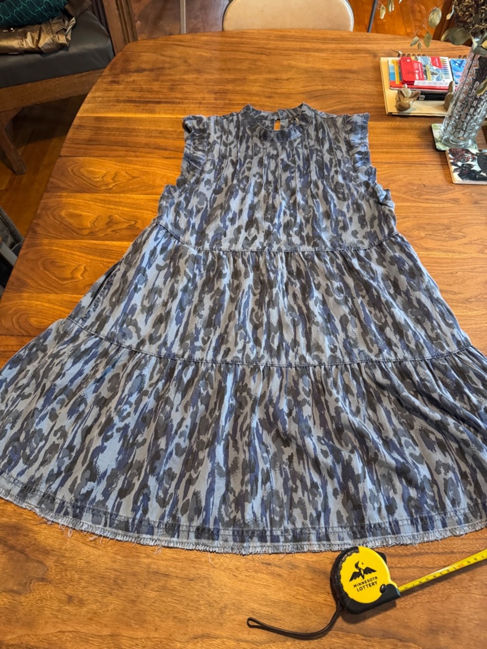 Anthropologie Jenee Lycocell Tiered Leopard print Dress with Raw Edges in EUC M - Picture 4 of 11